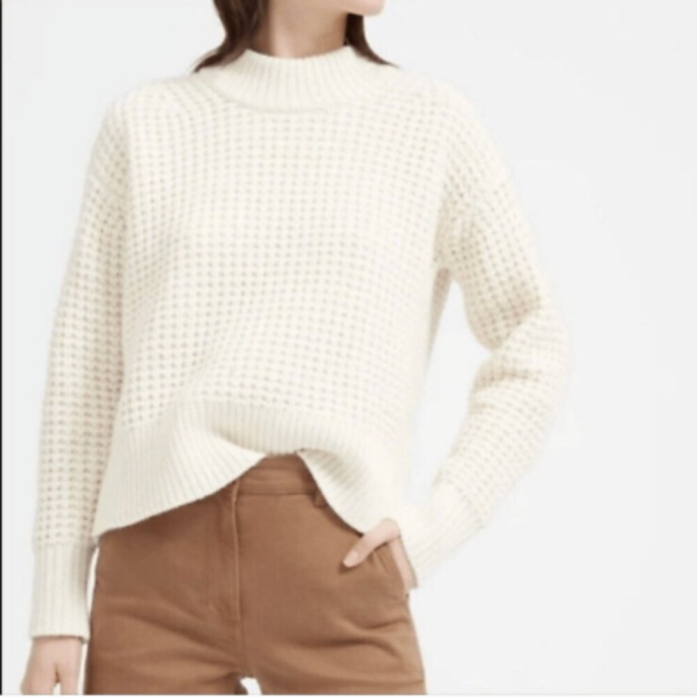 Everlane Wool Cashmere Waffle Square Crew Neck Sweater Size XS